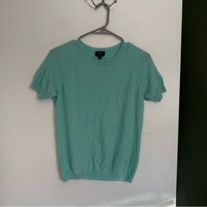 Talbots blue cashmere short sleeve pullover crew neck sweater size medium petite